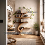 Mid Century Modern Tree Bookshelf Living Area, solid wood, built to order
