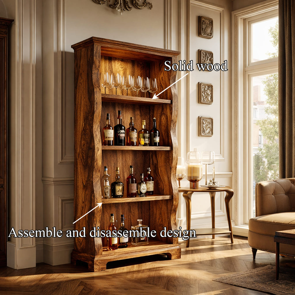 Mid Century Solid Wine Cabinet Home Bar, solid wood, built to order