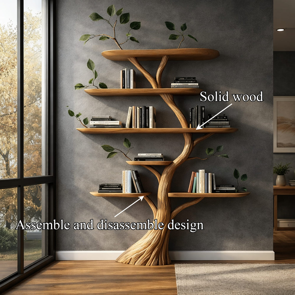 Floating Mounted Tree Bookshelf