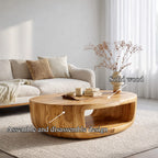Curved Shell Solid Coffee Table Calm Living Room Interior, solid wood, built to order
