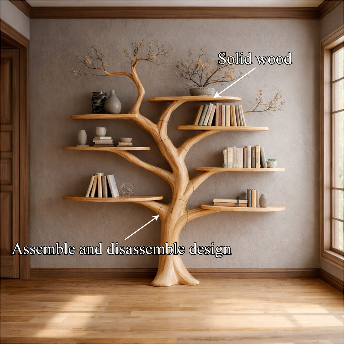 Midcentury Floating Tree Bookshelf