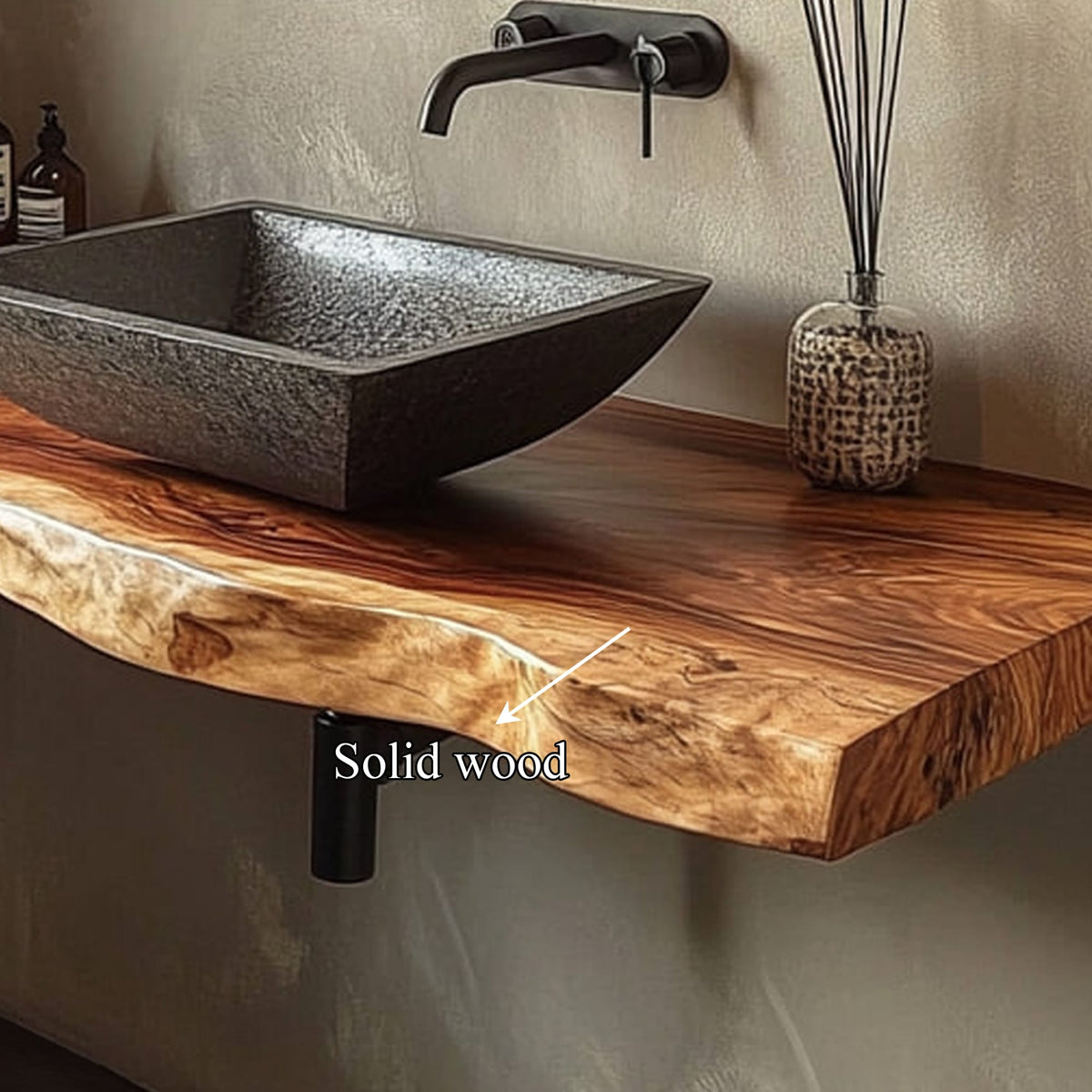 Rustic Bathroom Vanity Shelf Organic Bathroom Style, solid wood, built to order