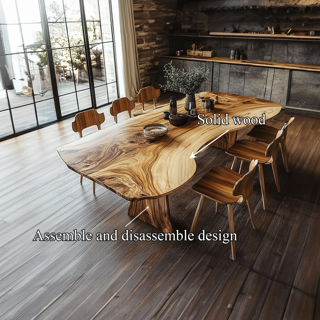 Handcrafted Live Edge Dining Table Slab, solid wood, built to order