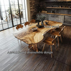 Handcrafted Live Edge Dining Table Slab, solid wood, built to order