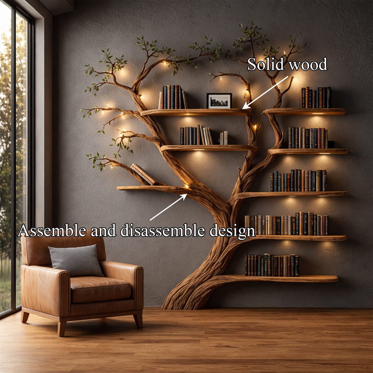Organic Floating Tree Bookshelf