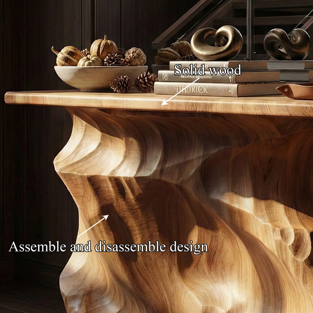 Solid Sculptural Back Console Table