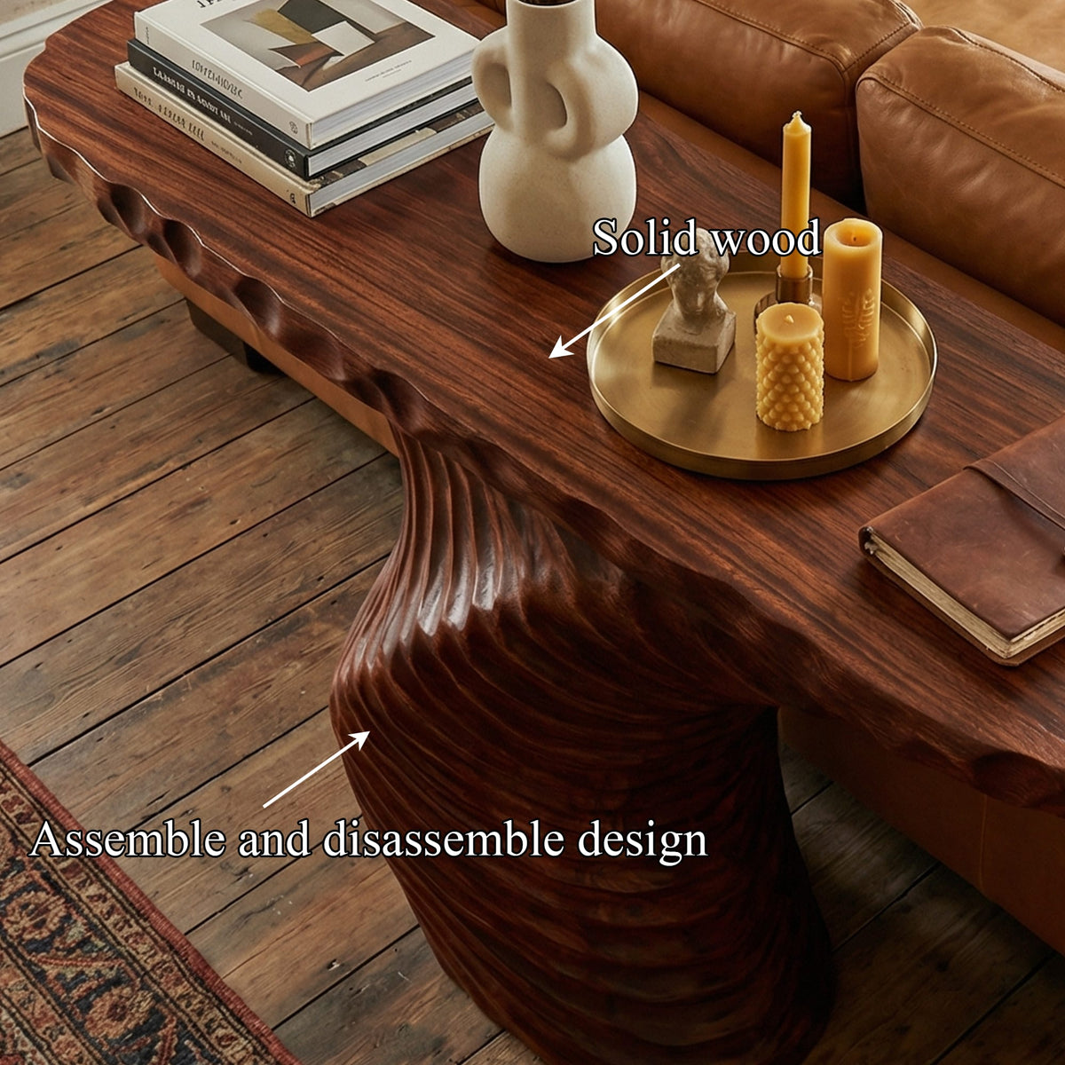 Ribbed Sculptural Console Table