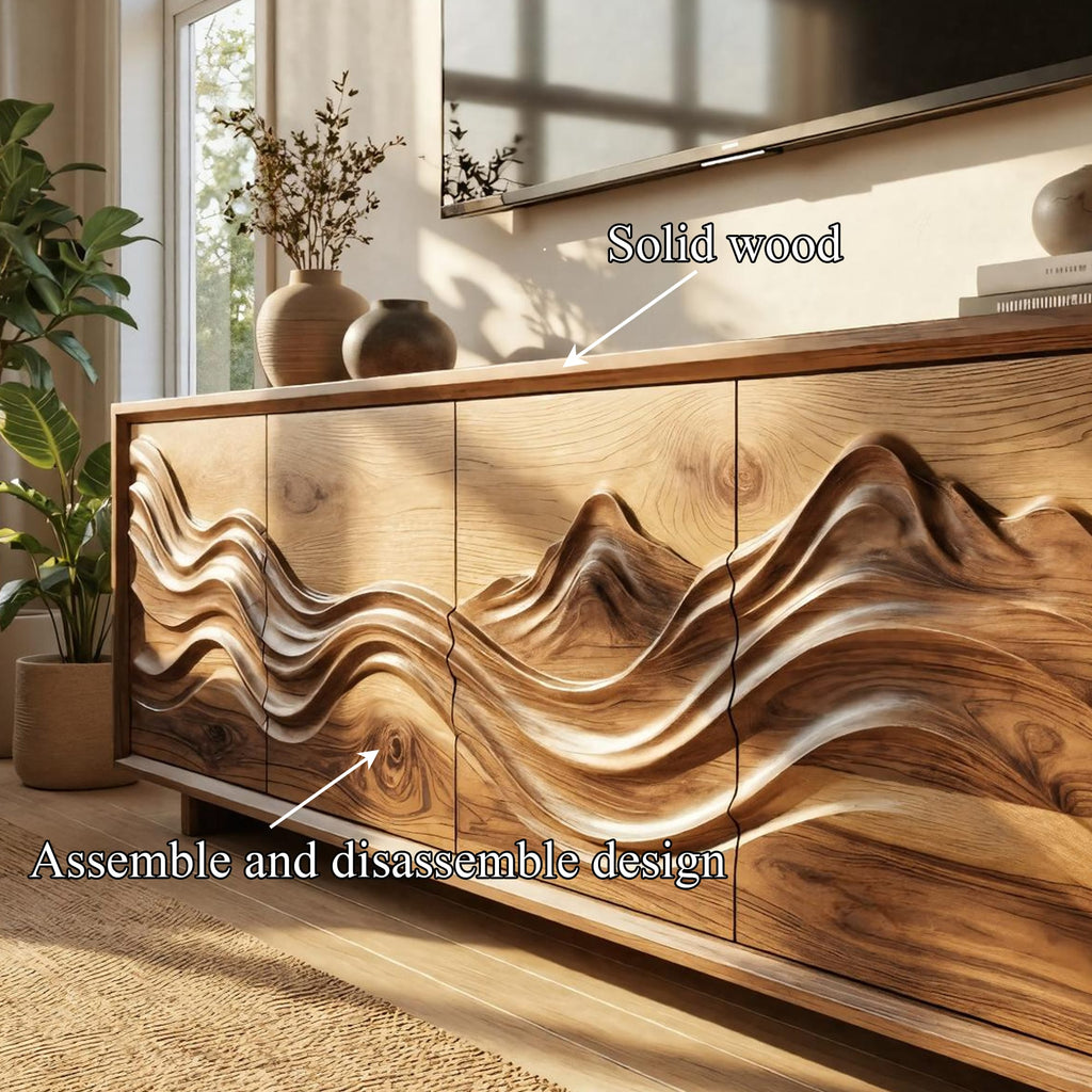 Handcrafted Sculptural Storage Cabinet Living Room, solid wood, built to order