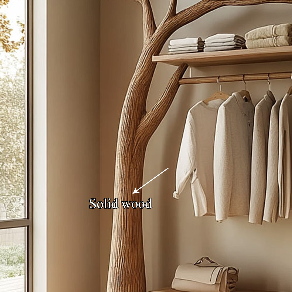 Rustic Tree Clothing Stand Home, solid wood, image 4 of 5