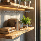 Rustic Chunky Floating Wall Shelves Edge Display, solid wood, built to order