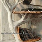 Midcentury Tree Branch Record Player Stand Vinyl Shelf Living Room Decor, solid wood, built to order
