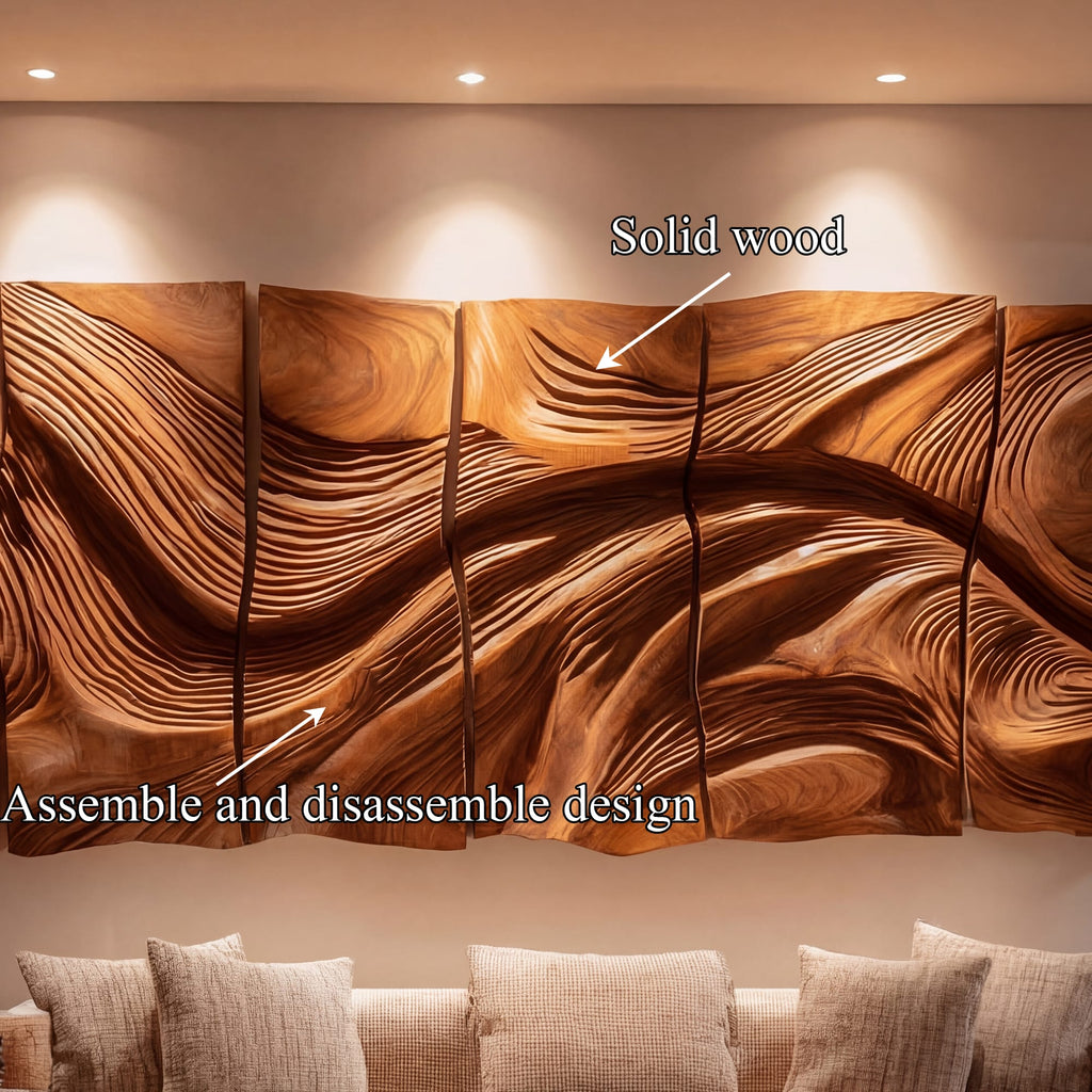 Modern Abstract Carved Wall Art Living Room Wall Decor, solid wood, built to order