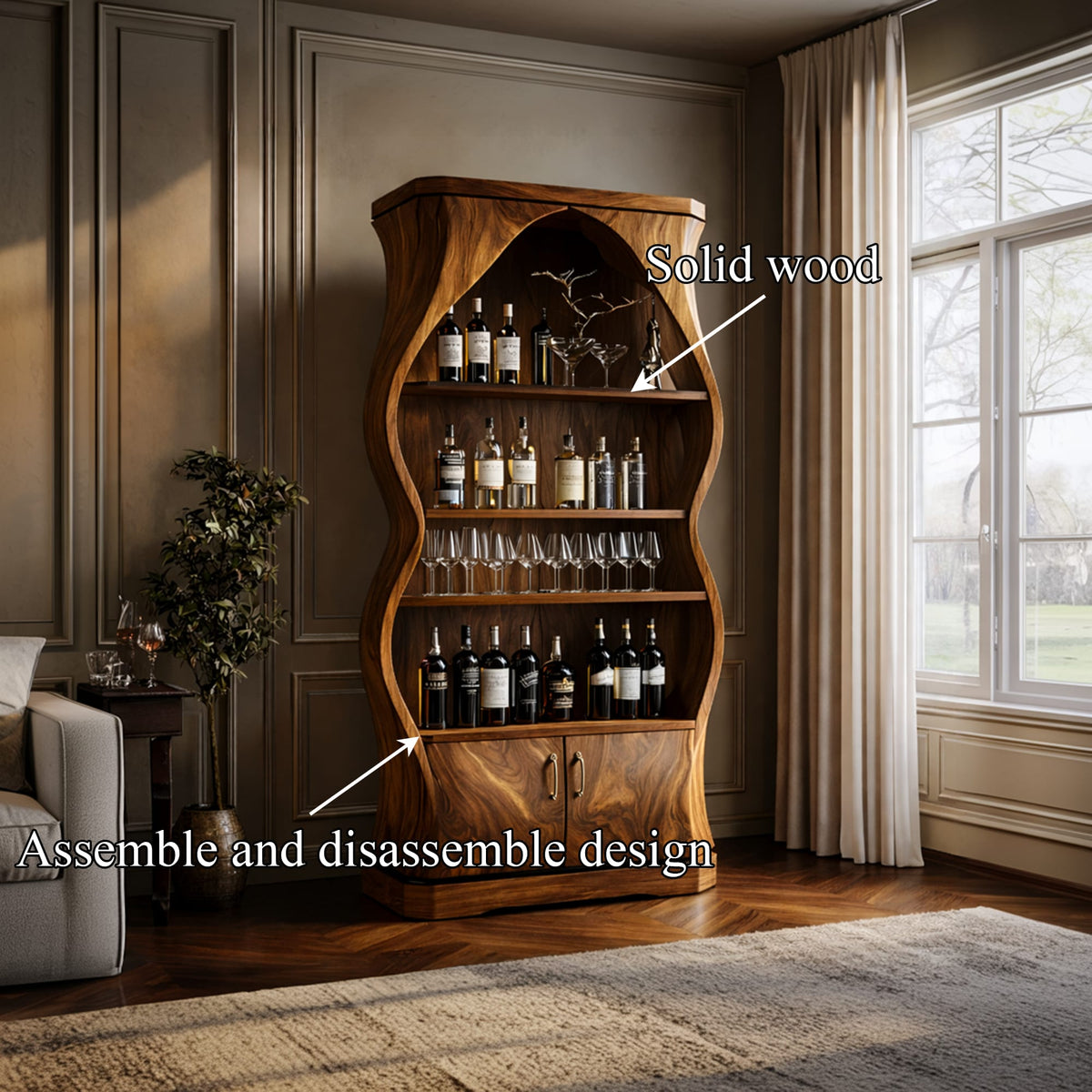 Artisan Solid Wine Cabinet Dining Room, solid wood, built to order