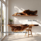 Handcrafted Wall Desk Live Edge Home Office Style, solid wood, built to order