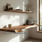 Handcrafted Live Edge Floating Work Desk Corner Workspace, solid wood, built to order
