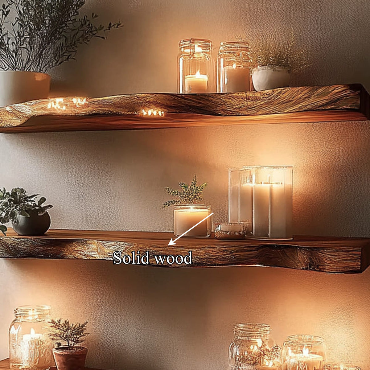 Live Edge Space-saving Floating Bookshelf