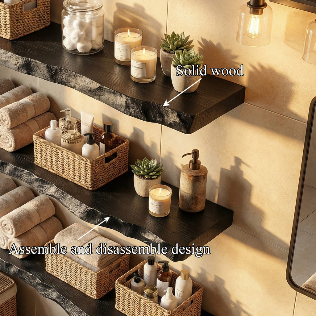 Moder Floating Bathroom Shelves Wall Mounted Storage, solid wood, built to order