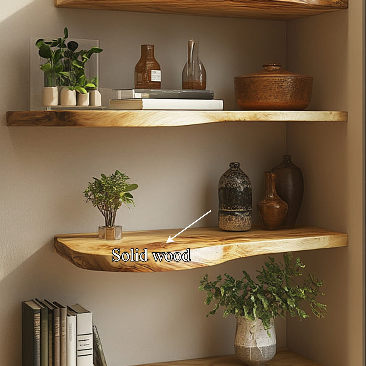 Live Edge Floating Decorative Wall Shelf