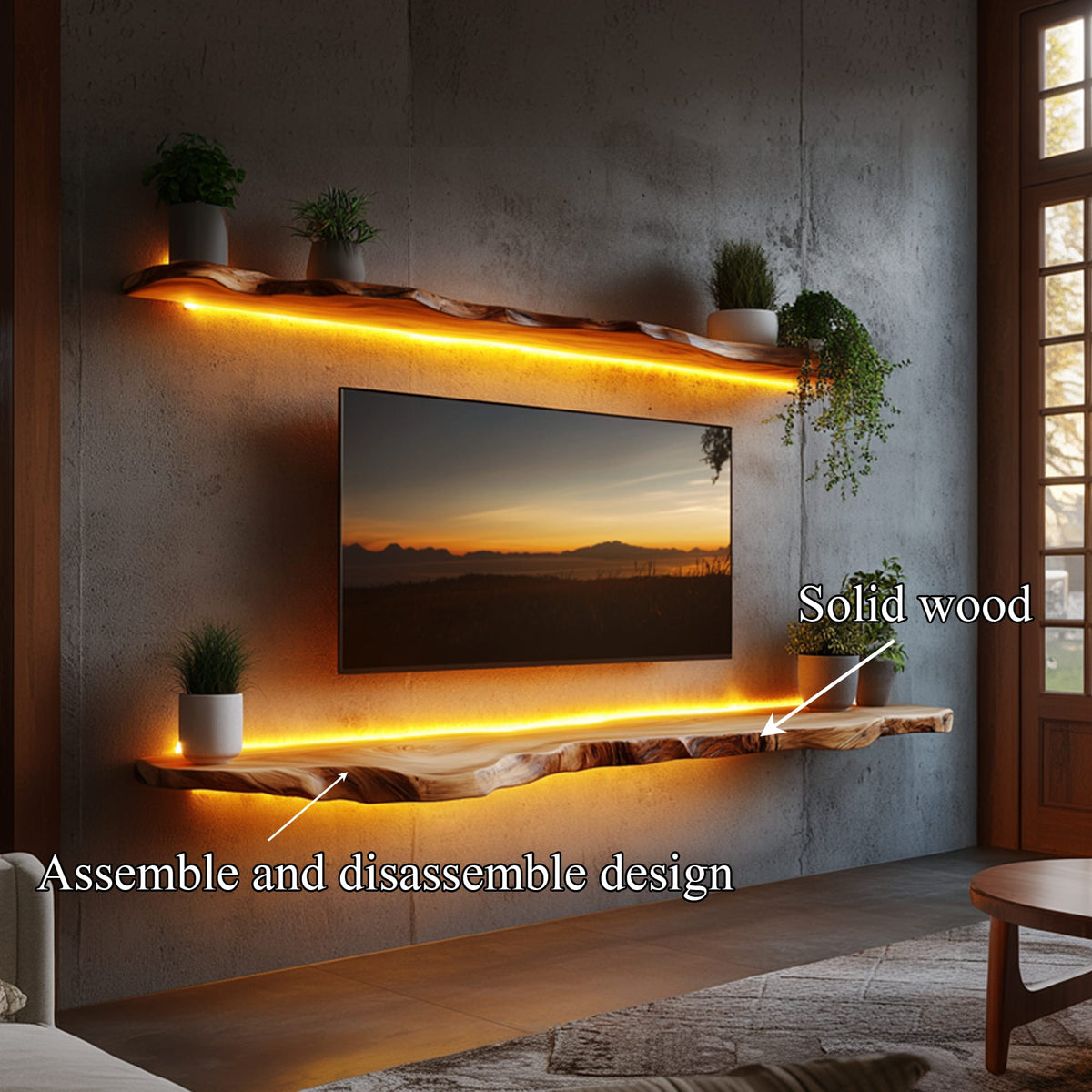 Live Edge Solid TV Console, solid wood, built to order