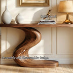 Artistic Flowing Base Console Table Entryway Hallway Living Room, solid wood, built to order