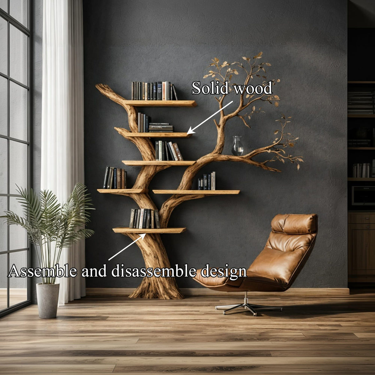 Mounted Floating Tree Bookshelf
