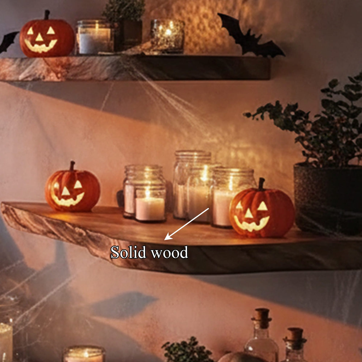 Tree Branch Mounted Floating Shelf