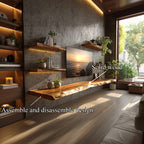 Rustic Live Edge Floating TV Shelf Living Room Interior Signature Furniture, solid wood, built to order
