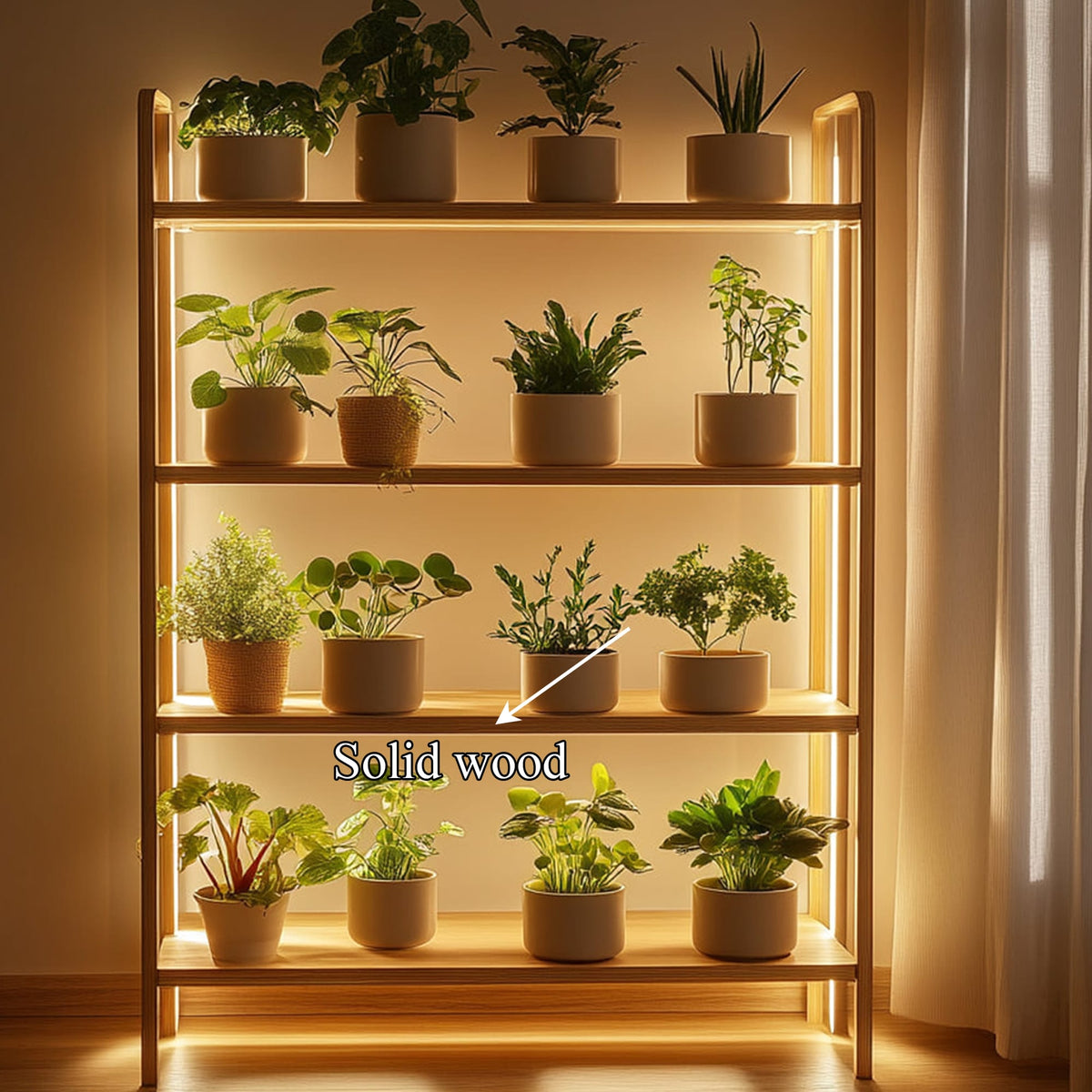 Mid Century Botanical Shelf Contemporary Indoor Garden, solid wood, built to order