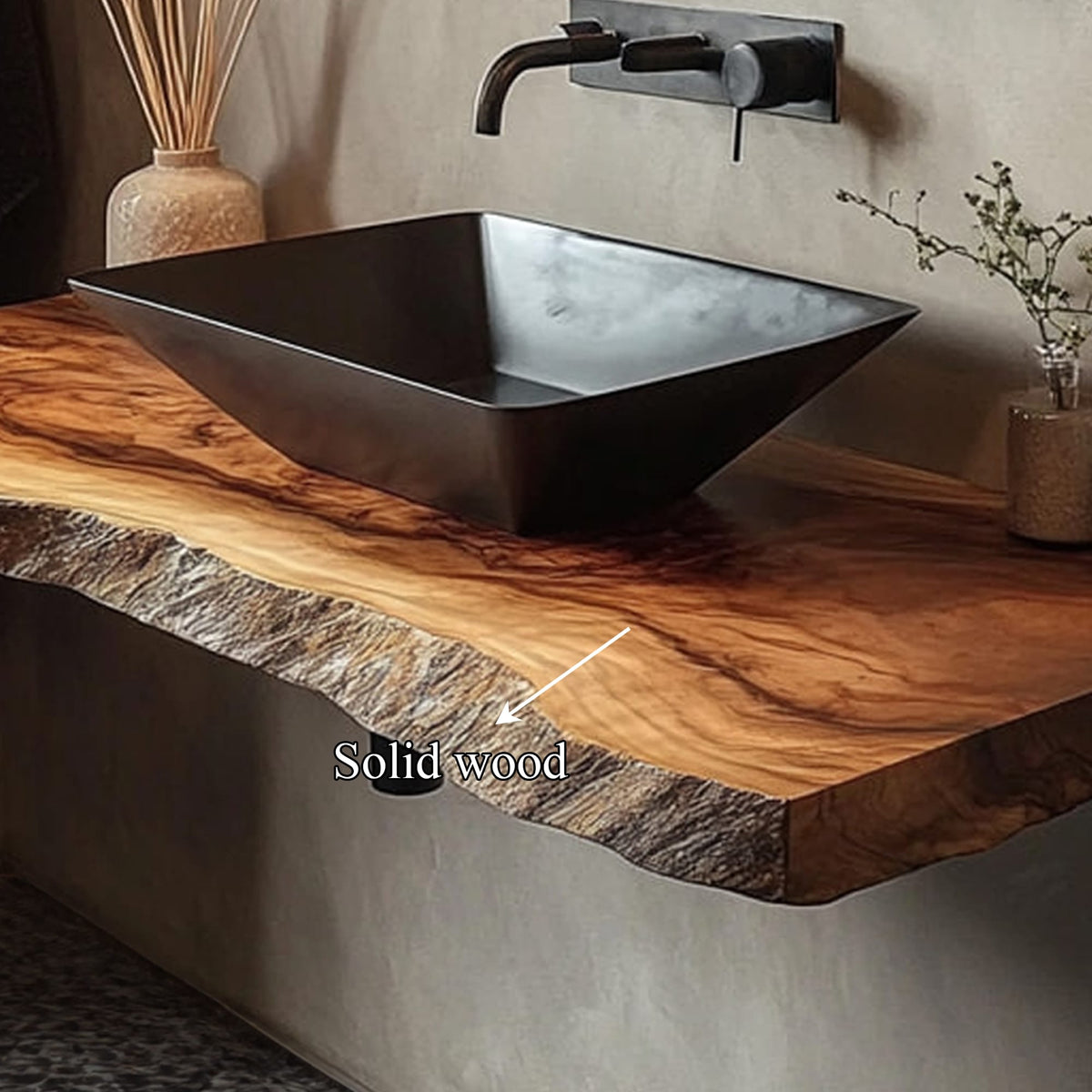 Rustic Bathroom Vanity Shelf Live Edge Bathroom Display, solid wood, built to order