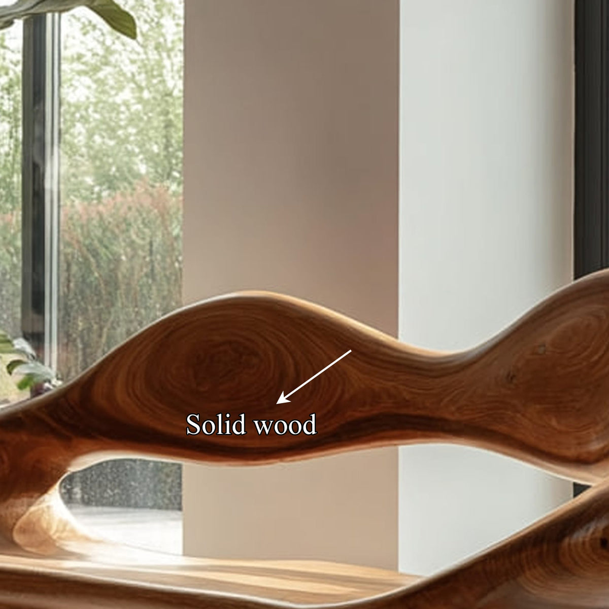 Mid Century Curved Bench Natural Finish Living Room, solid wood, built to order