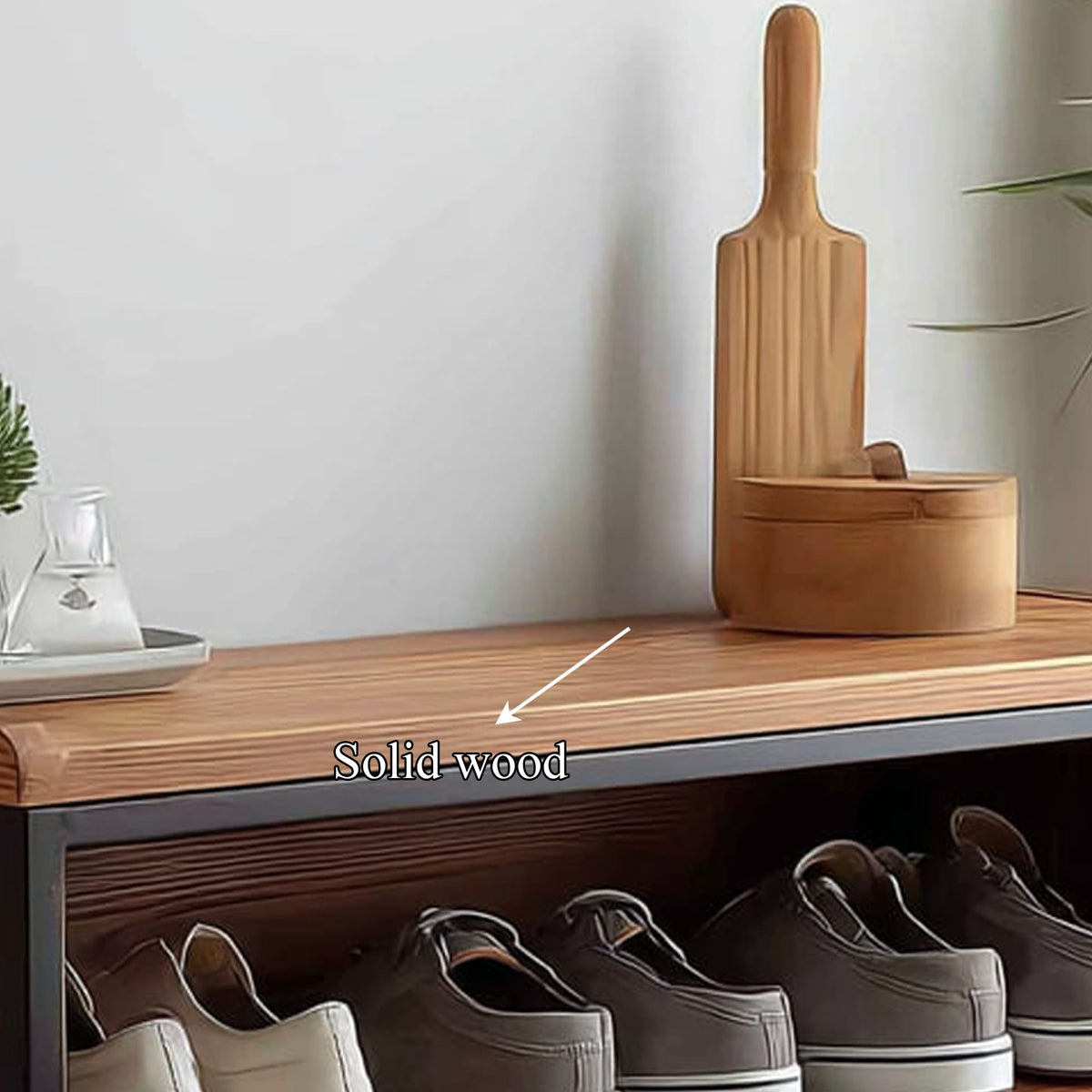 Midcentury Modern Shoe Bench Entryway, solid wood, built to order