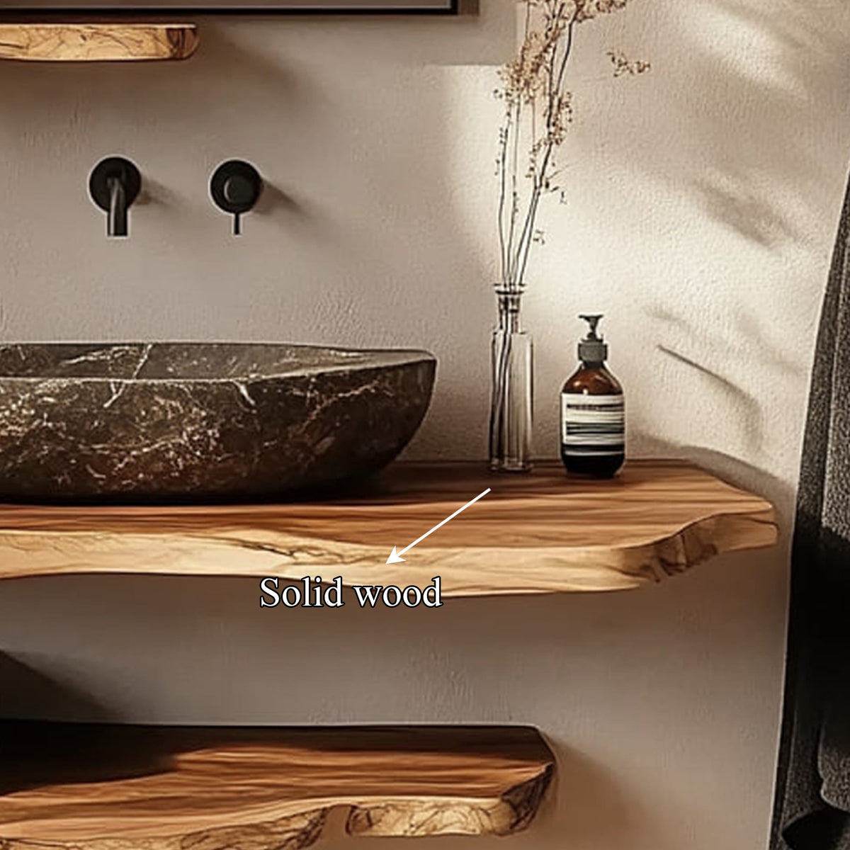 Rustic Bathroom Vanity Shelf Bathroom Wall Display, solid wood, built to order
