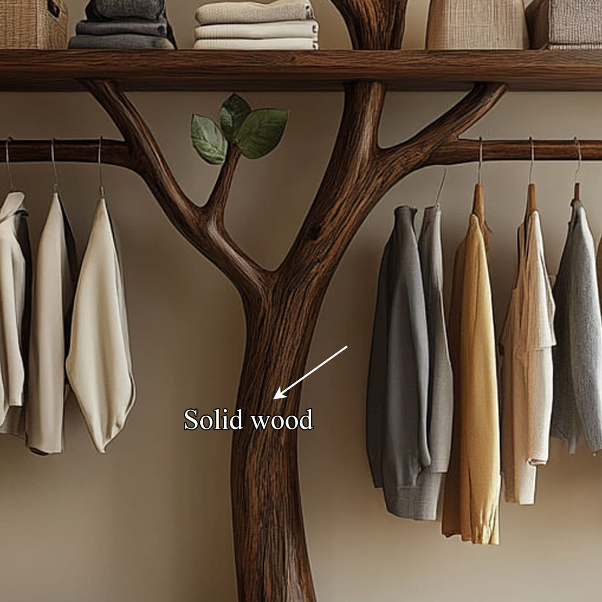Minimalist Tree Wardrobe Rack Look Bedroom, solid wood, built to order