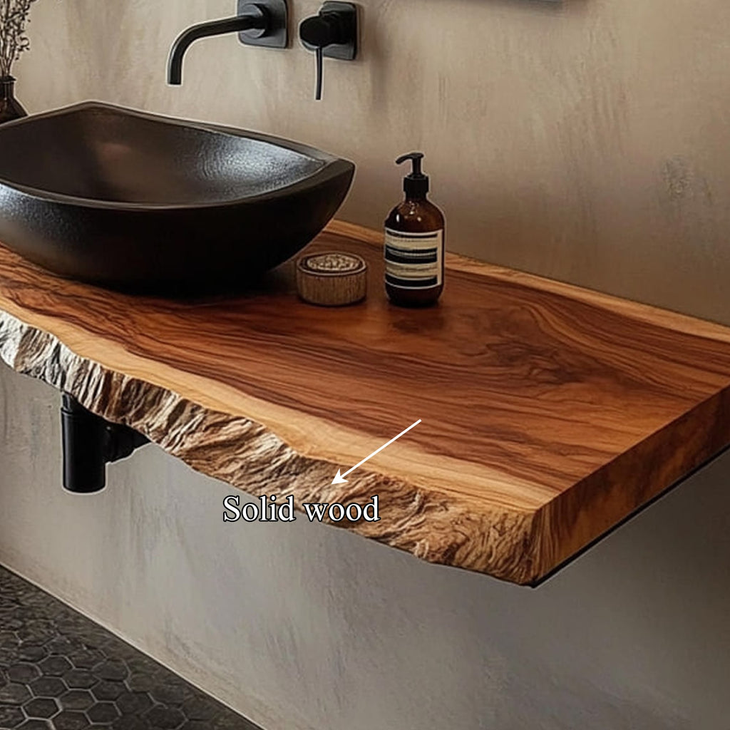 Mid Century Bathroom Vanity Shelf Modern Bathroom Interior, solid wood, built to order