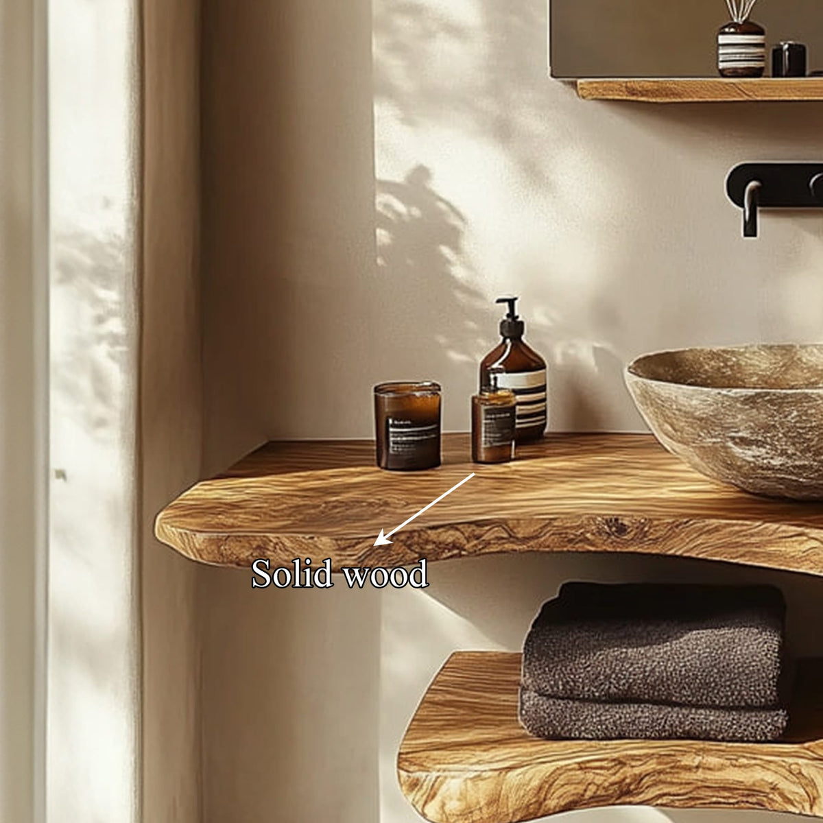 Mid Century Bathroom Vanity Shelf Solid Bathroom Design, solid wood, built to order