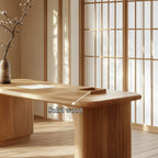 Japandi Organic Minimal Work Desk Home Office and Study Room, solid wood, built to order