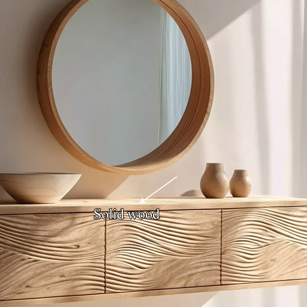 Mid Century Floating Vanity Storage Bathroom, solid wood, built to order