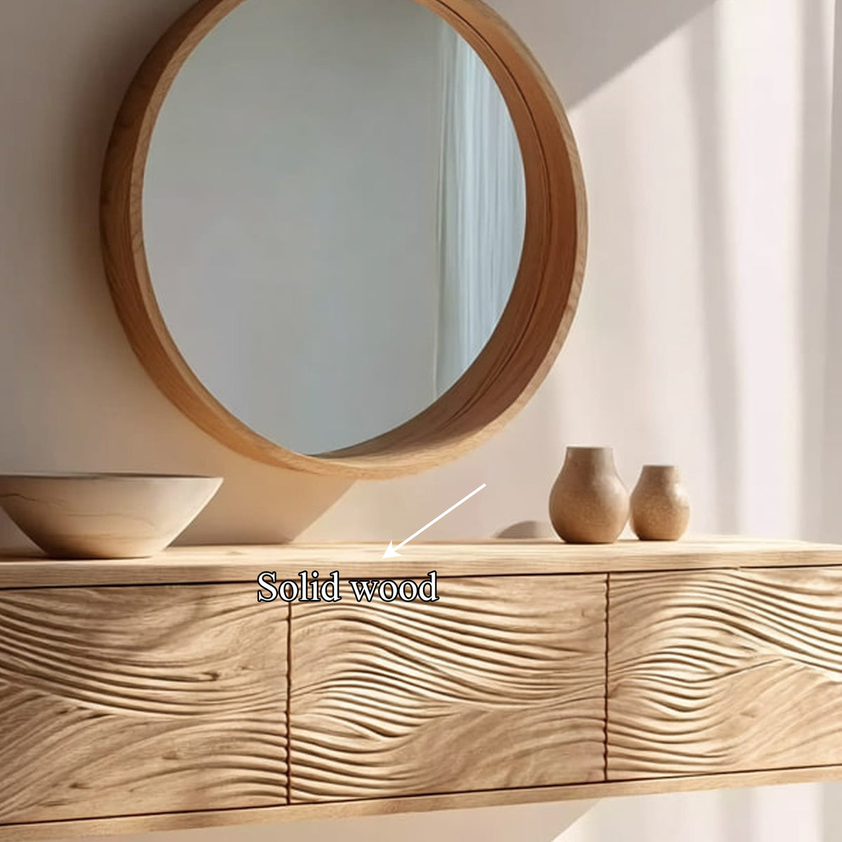 Mid Century Floating Vanity Storage Bathroom, solid wood, built to order