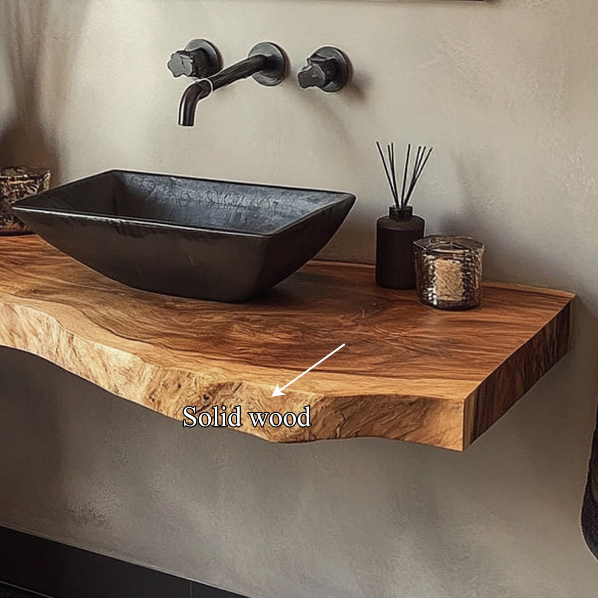 Rustic Bathroom Vanity Shelf Bathroom Accent, solid wood, built to order