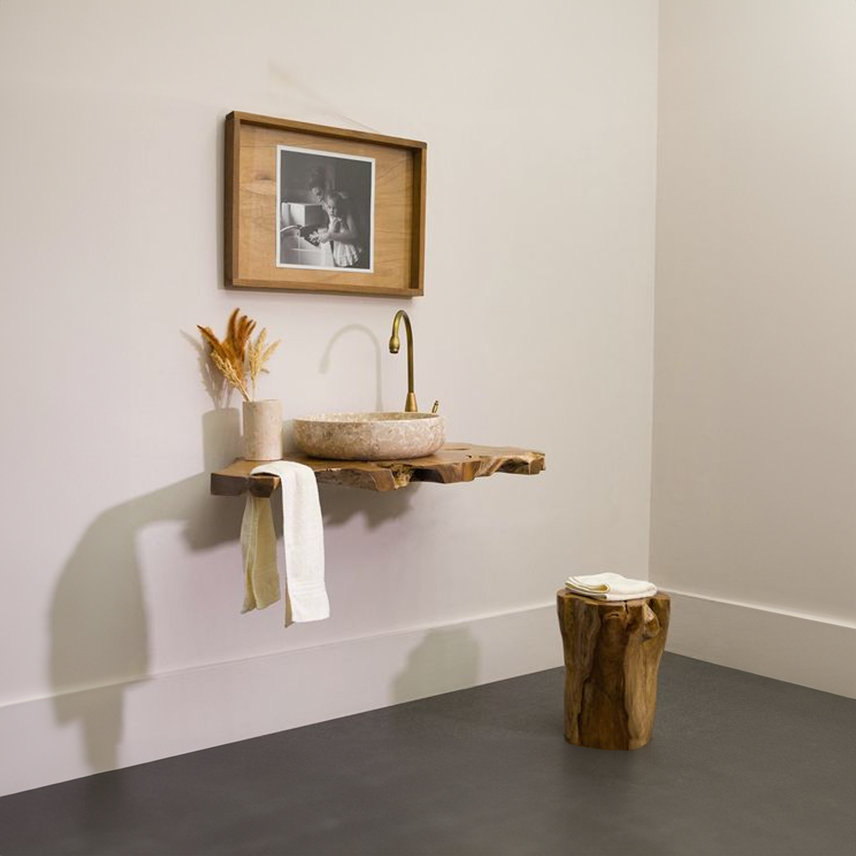 Live Edge Bathroom Vanity Shelf, solid wood, built to order, view 5