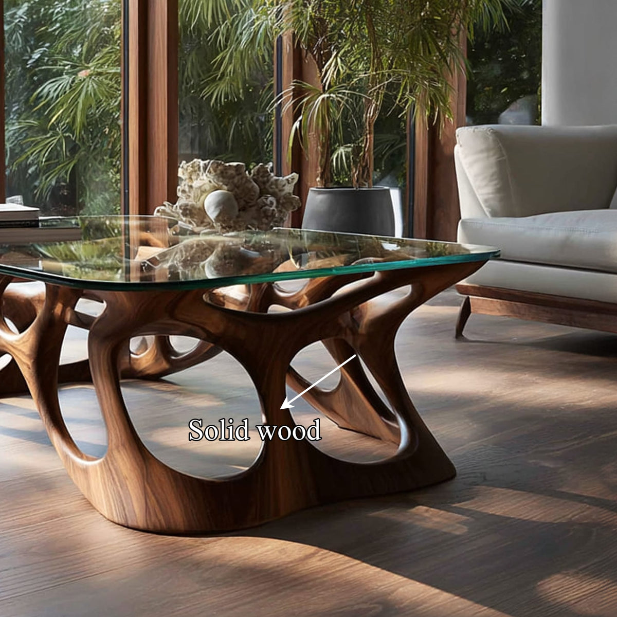 Mid Century Modern Coffee Table Open Living Room, solid wood, built to order