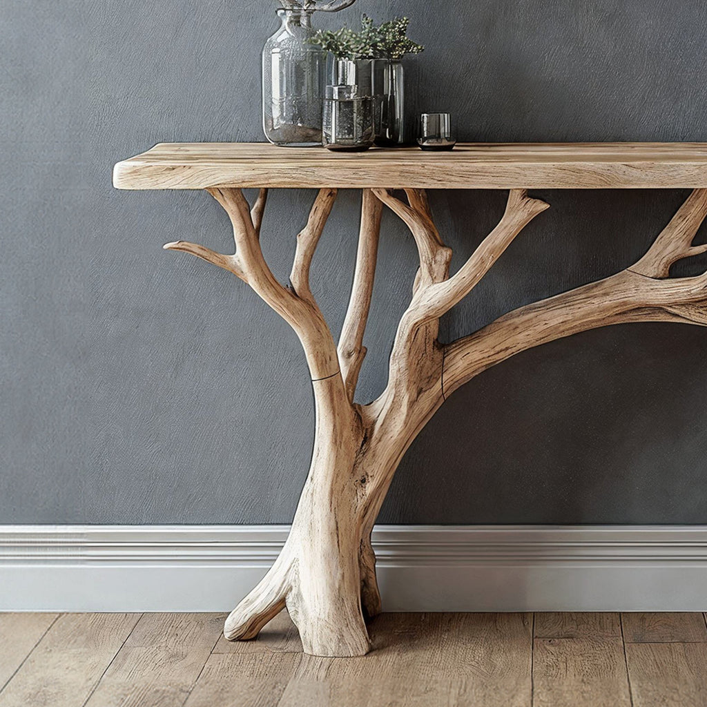 Floating Edge Console Table Handcraft, solid wood, built to order