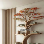 Midcentury Tree Wall Shelf Study Room, solid wood, built to order