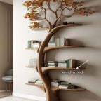 Midcentury Tree Wall Bookcase Study Room, solid wood, built to order