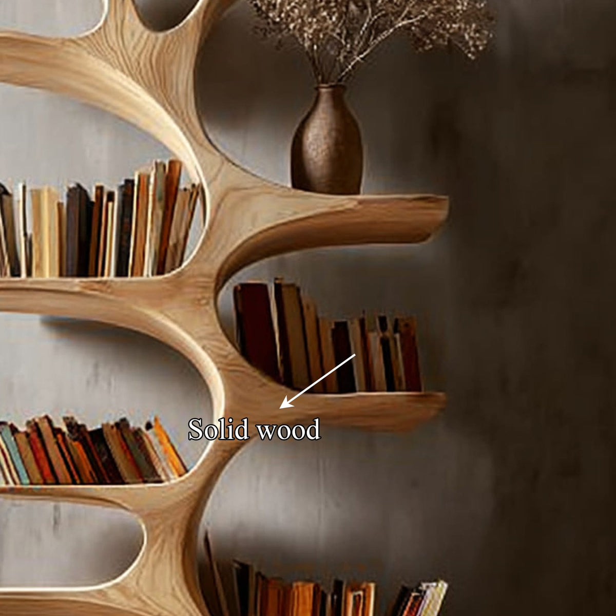 Midcentury Tree Bookcase Home Office, solid wood, built to order