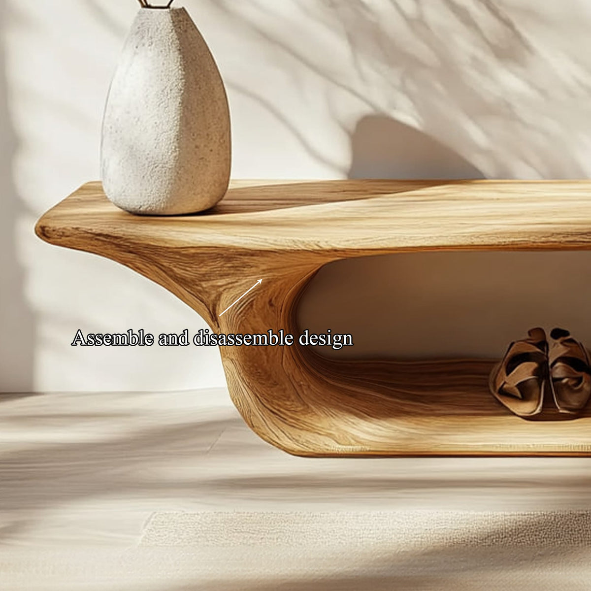 Mid Century Minimalist Shoe Bench Entry Space, solid wood, built to order