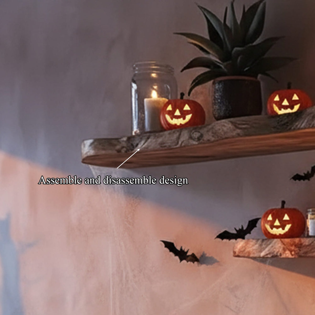 Tree Branch Mounted Floating Shelf