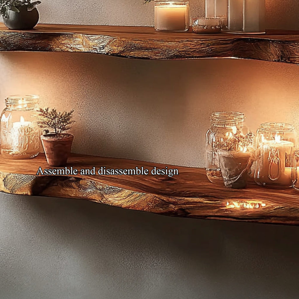 Live Edge Space-saving Floating Bookshelf