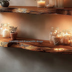 Live Edge Space-saving Floating Bookshelf