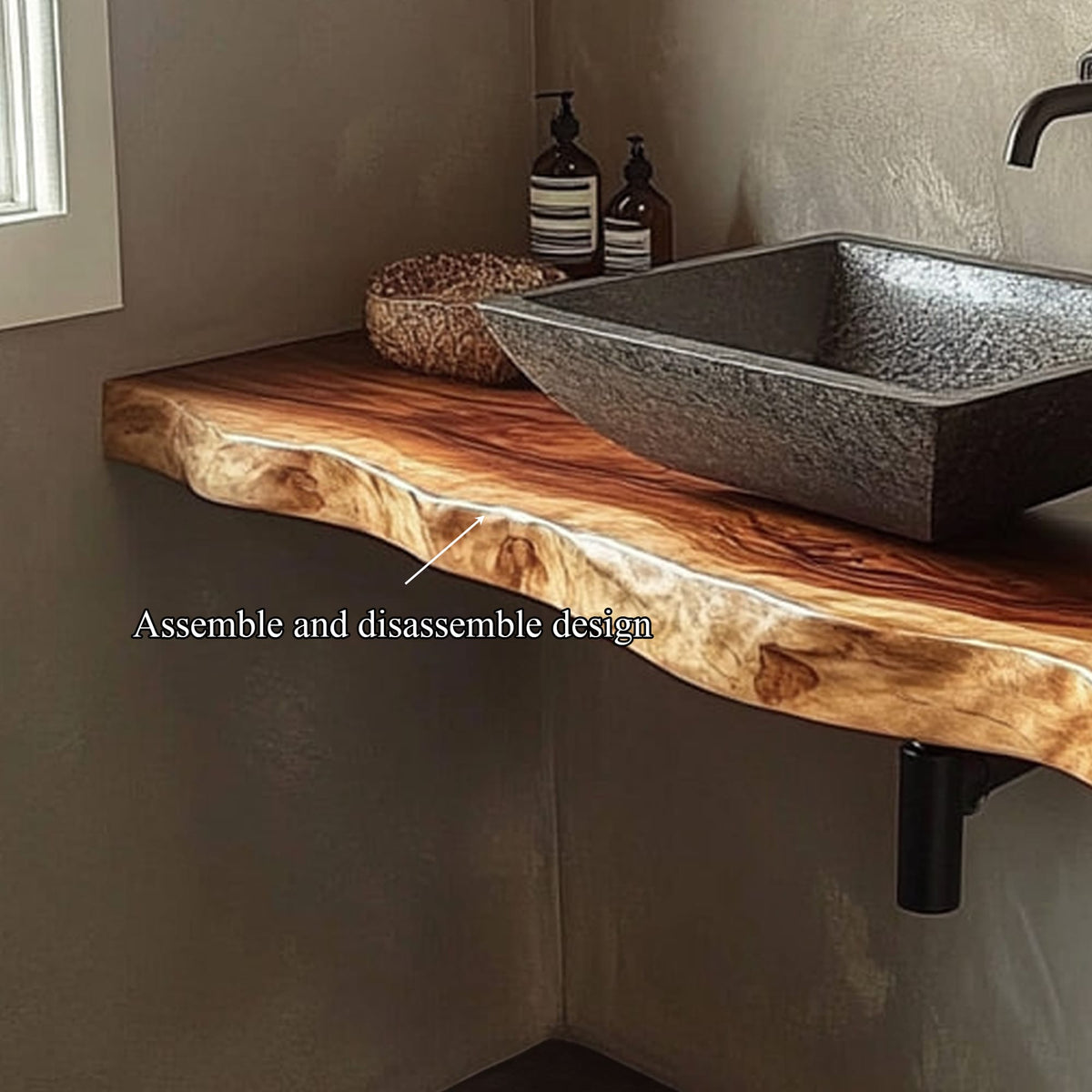 Rustic Bathroom Vanity Shelf Organic Bathroom Style, solid wood, built to order
